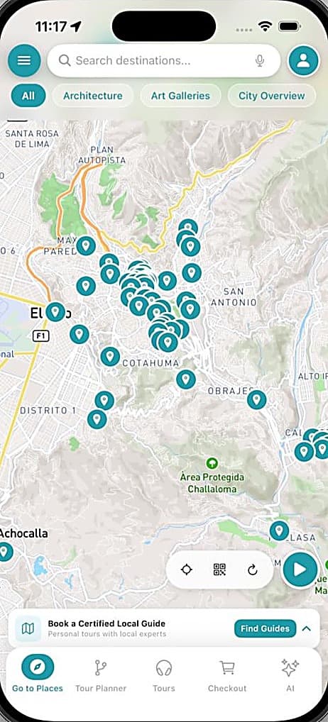 Mapa interactivo de la app